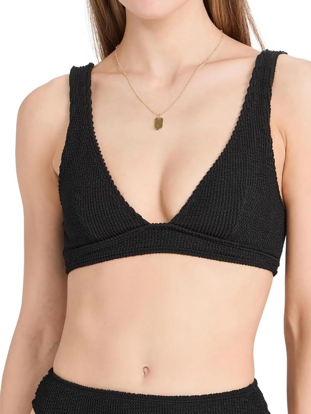 NWT GOOD AMERICAN Black Always Fits Triangle Bikini Top Swim Bralette XL